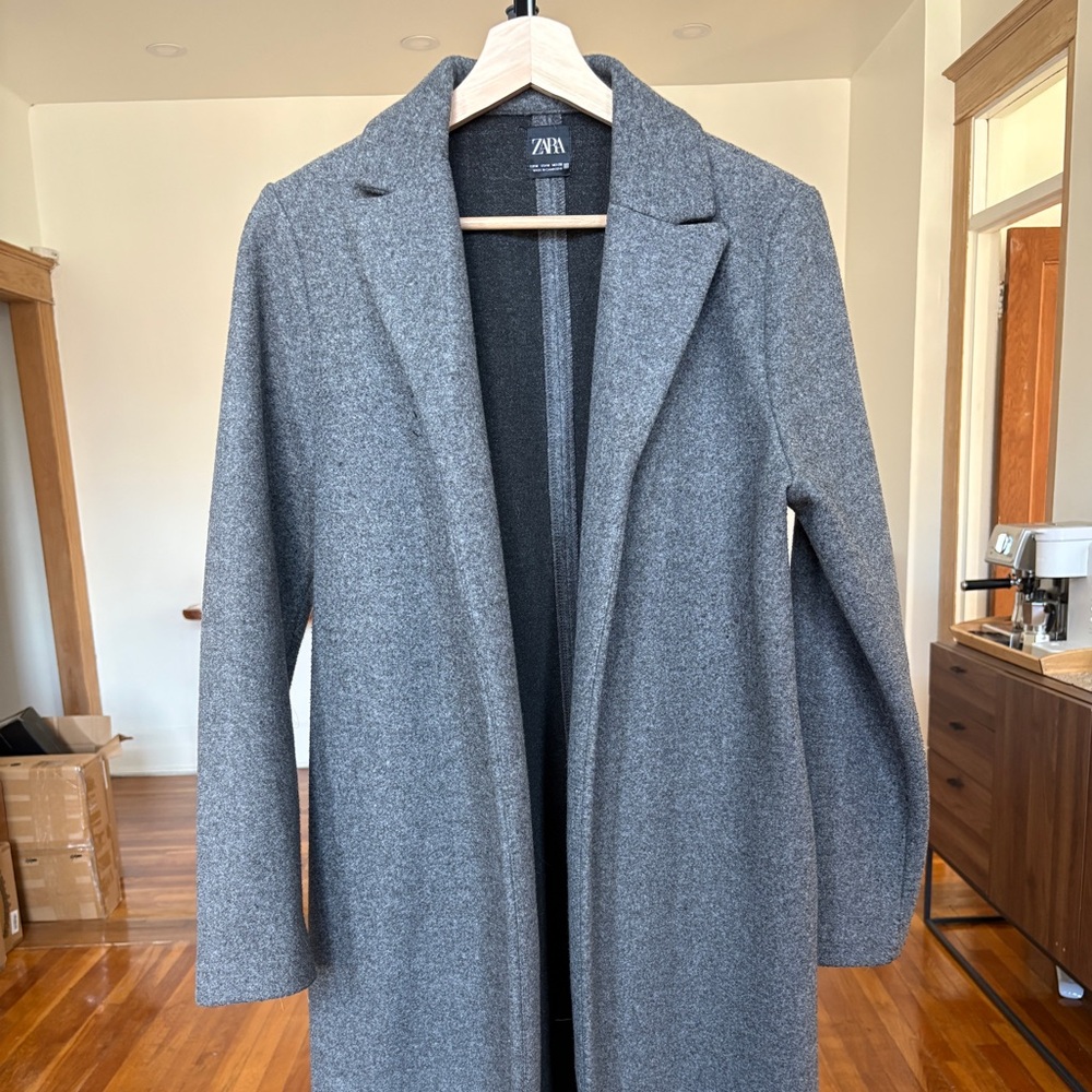 Zara Charcoal Wool Coat